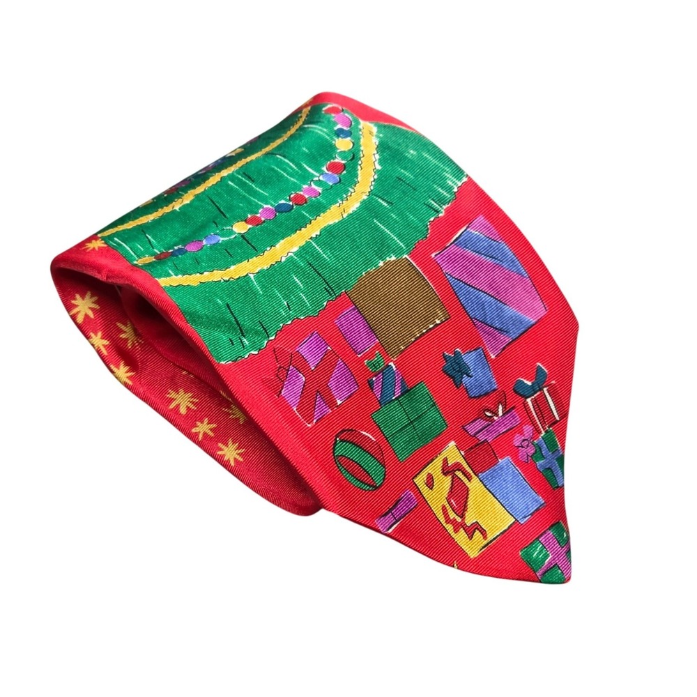 Save the Children Collection Silk Christmas Tree Tie Men's Red By Richie Age 11